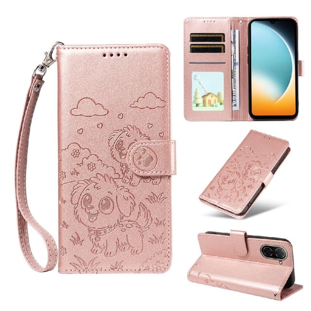 Funda Cartera GANGXUN con Diseño de Perrito en Relieve para Xiaomi Redmi A5 4G , Protección 360° con Ranuras y Correa Desmontable
