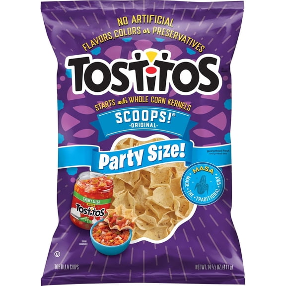 Tostitos Scoops Tortilla Chips Party Size Bag, 14.5 Oz ( PACK OF 2 )
