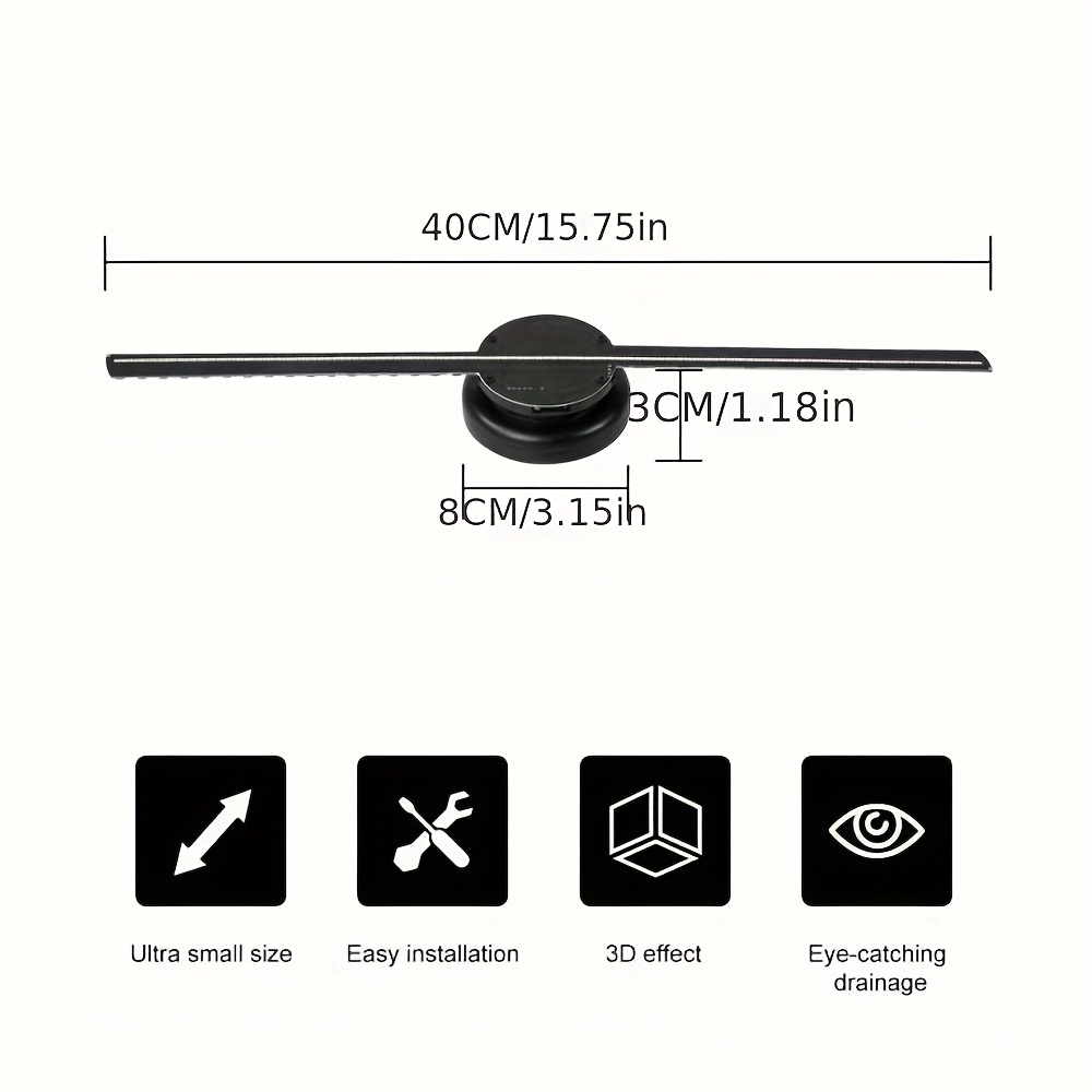 3D Hologram Fan, 52cm 3D Hologram Projector HD LED ResolutionAdvertising Display with Remote for Business, Bar, Halloween