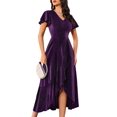 thumbnail image 1 of Vestido BeryLove con lentejuelas, formal, fiesta, manga ondulada, color morado S, 1 of 6