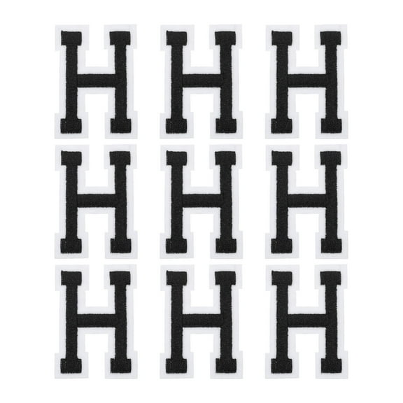 Uxcell Letters H Patches Black Iron-On Letters H Patch Sew Sew Embroidered Applique Patches for Clothing ,Pack of 9