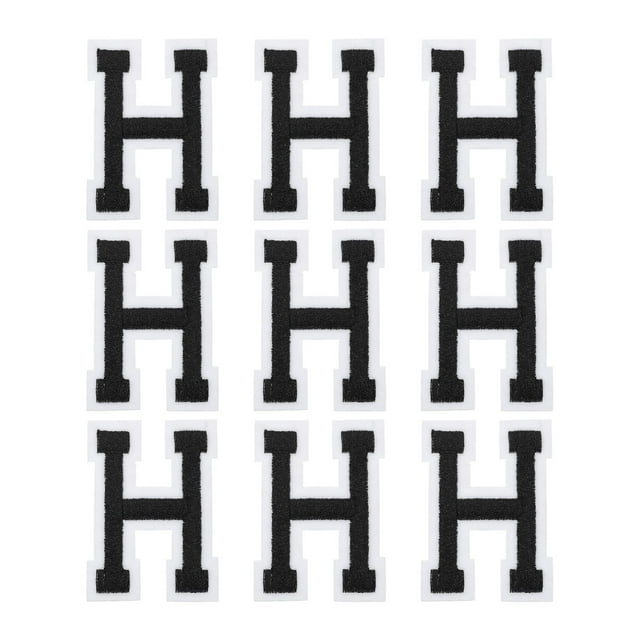 Parches de letras H de Uxcell, letras H de planchar en negro, parches bordados de letras H para ropa, paquete de 9