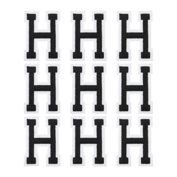 Parches de letras H de Uxcell, letras H de planchar en negro, parches bordados de letras H para ropa, paquete de 9