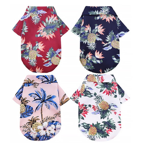 4pcs camisa de perro hawaiano camisa de verano camisa para mascotas Ropa de perro transpirable fresca