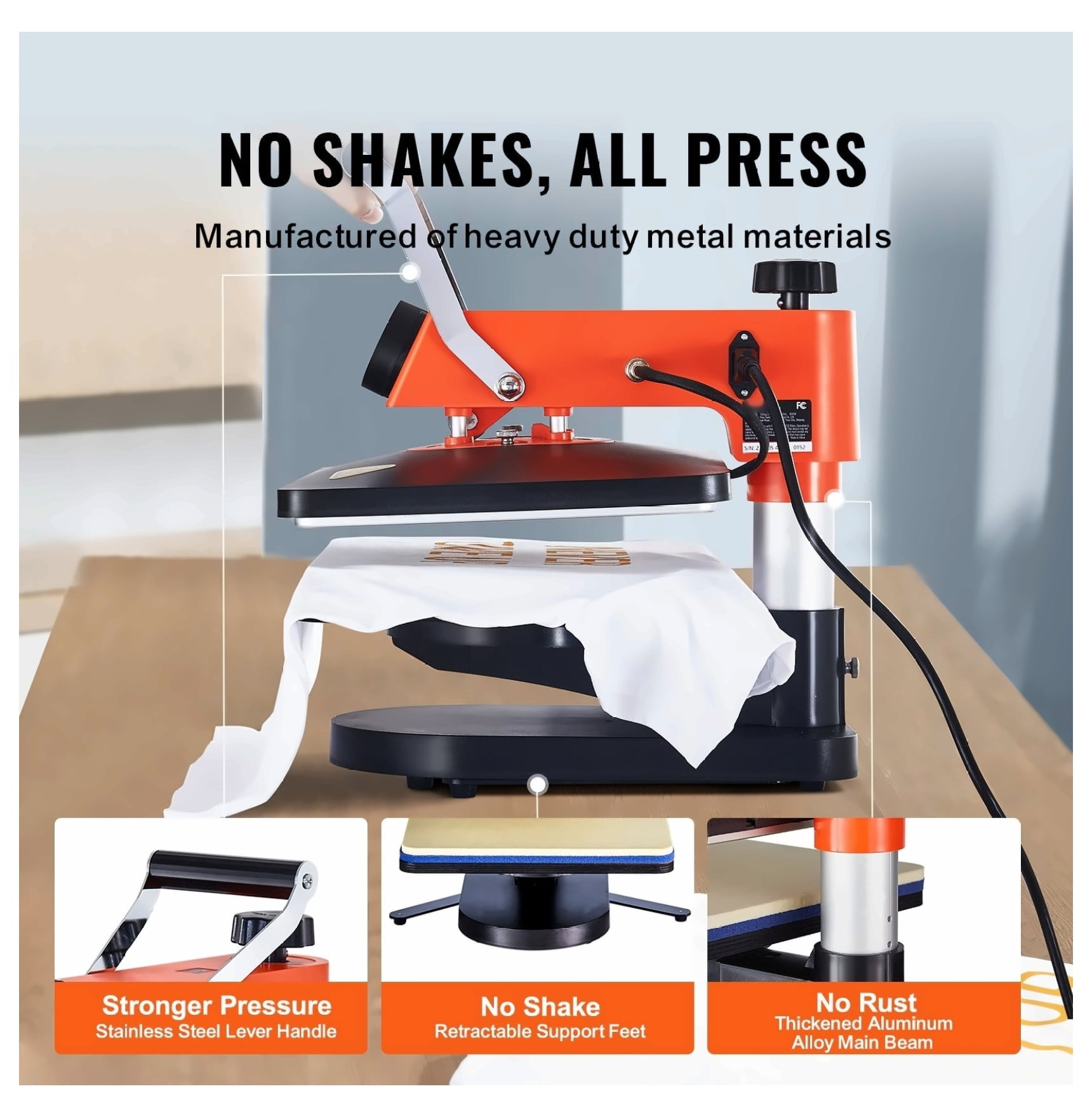 5-in-1 Heat Press Machine 12x15", Fast Heating Sublimation Printer for T-Shirts, Caps, Mugs, Bags & More