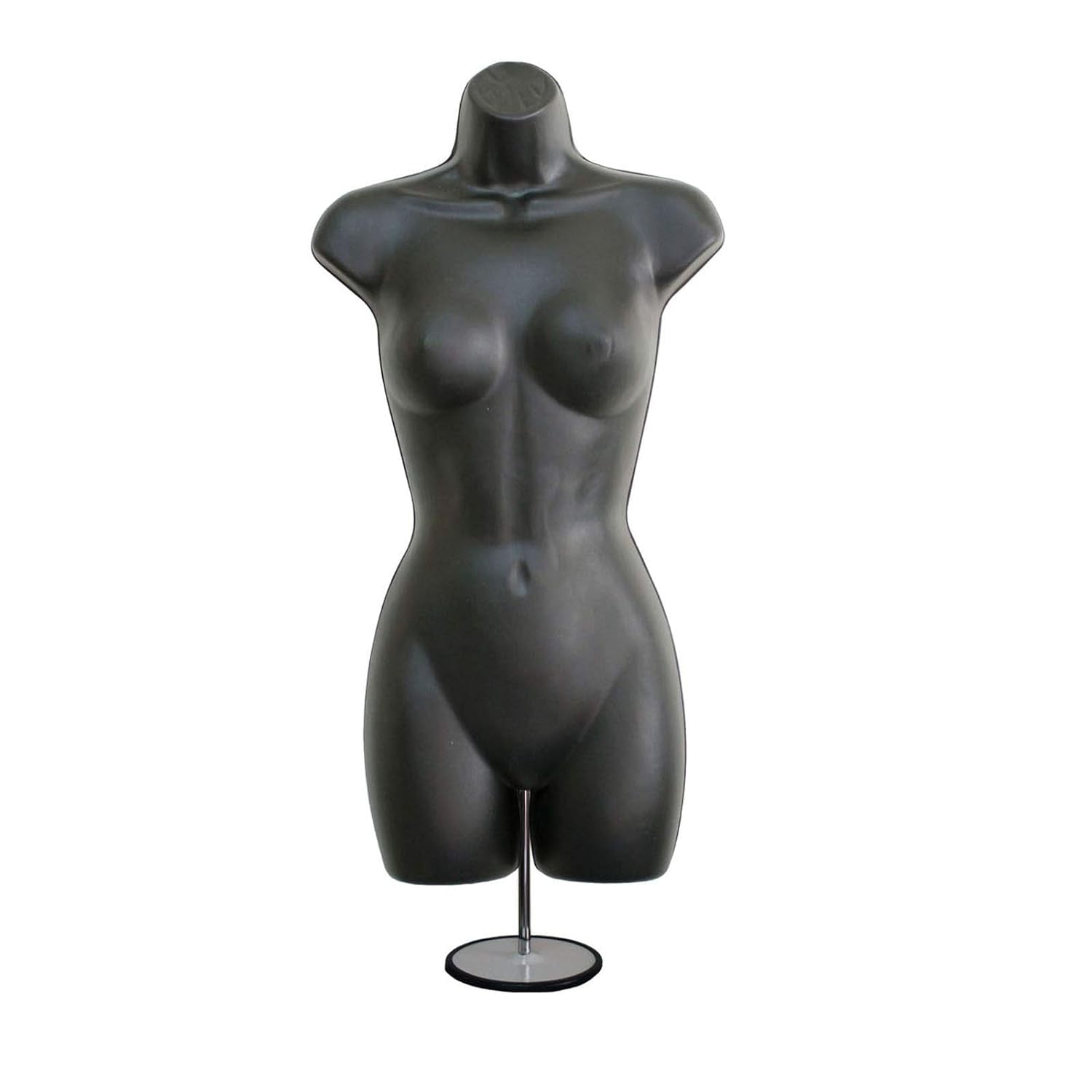 Black Female Mannequin Hip Long Hollow Back Body Torso Set w/Metal Stand with Metal Pole & Hanging Hook, S-M Size (5)