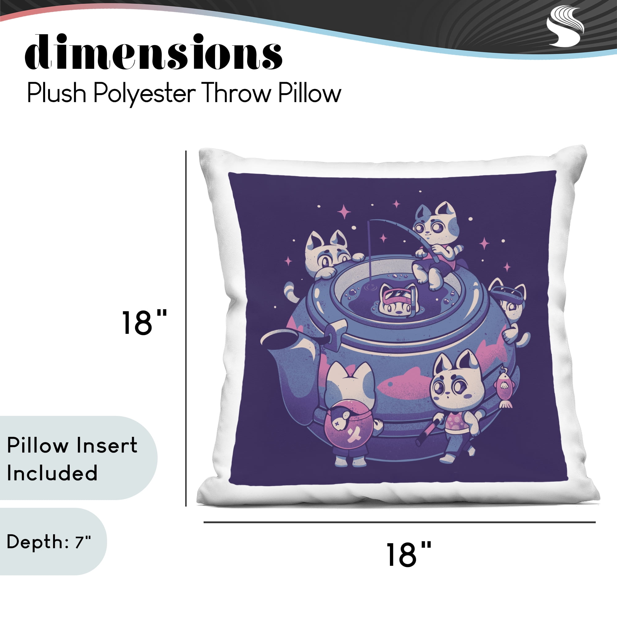 Stupell Industries Teapot Cats Having Fun Decorative Printed Throw Pillow, design by EduEly Designs, 18 x 7 x 18