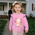thumbnail image 3 of Yuyamidu Axolotl Sweatshirt for Girls 3T 4T Toddler Pink Crewneck Sweatshirts Ruffle Shoulder Long Sleeve Pullover Tops Soft Lightweight School Outdoor Play Clothes, 3 of 8