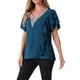 thumbnail image 4 of BLUSA CASUAL SUELTA DE MANGA CORTA CON VOLANTES Y ESCOTE EN V PARA MUJERES INSPIRADA EN CHIC XL AZUL OSCURO, 4 of 6
