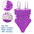 thumbnail image 2 of Traje de baño de una pieza sexy de color morado con hombros descubiertos y abertura lateral doble para mujer, 2 of 5