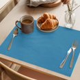 thumbnail image 4 of Wave Ride Placemats Set of 6, Farmhouse Solid Blue Color Modern Art Washable Wipeable Table Mats for Dining Tables, Indoor Outdoor Kitchen Place Mats for Holiday Party Table Decor, 4 of 9