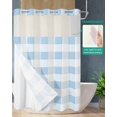 thumbnail image 2 of No Hook Shower Curtain with Snap in Liner, Spring Geometric Blue Plaid Hotel Shower Curtains for Bathroom, Washable Shower Curtain Liner Set with Mesh Top Window, 48"x72", 2 of 6