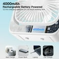 thumbnail image 5 of Desk Fan 4 Speeds Stronger Cooling Airflow Portable Small Fan Rechargeable Ultra Quiet Personal Mini Fan for Office,Bedroom,Home Kitchen Outdoor Activities Adjustable 360° Tilt Head White, 5 of 13