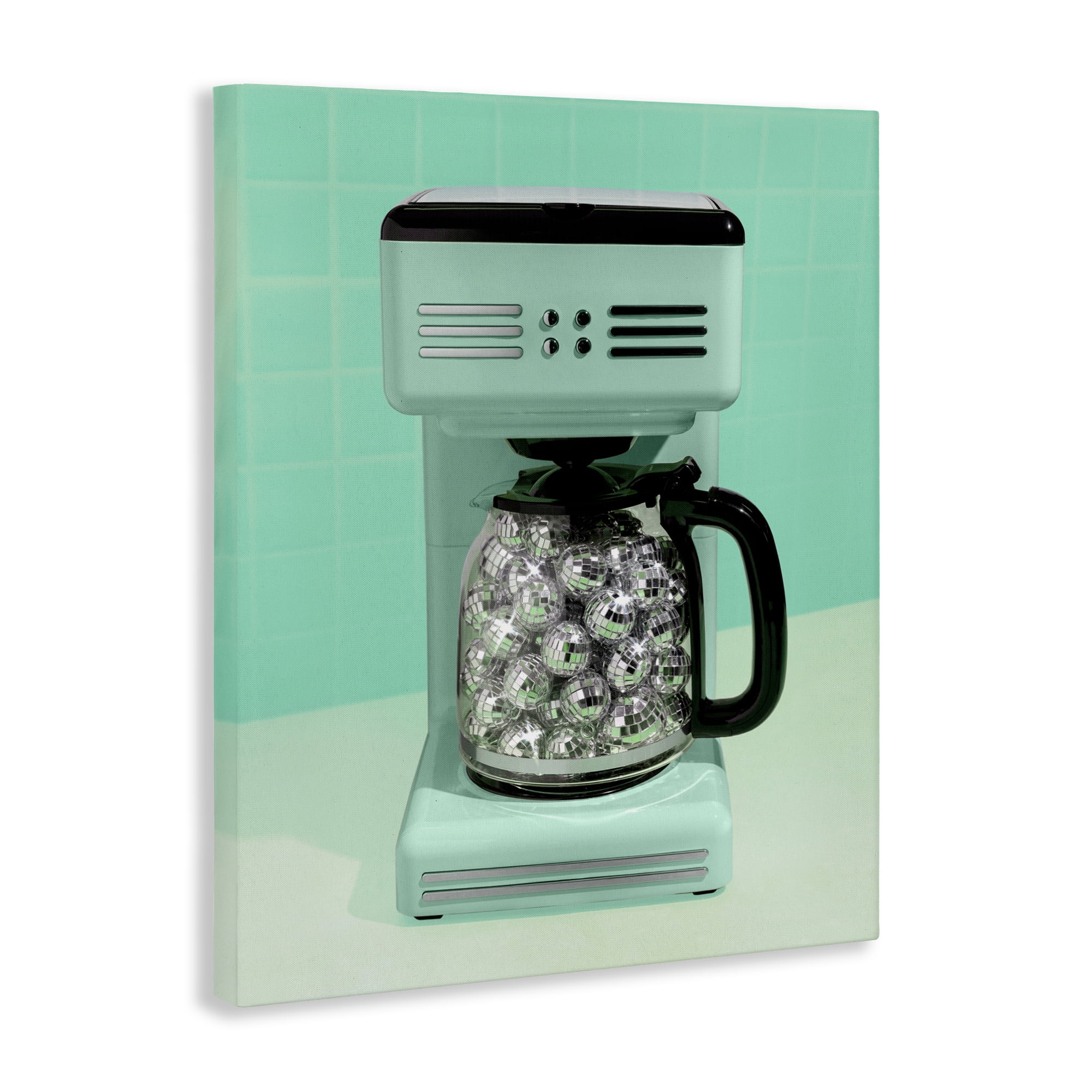 Stupell Industries Disco Coffee Maker over Green Canvas Wall Art, design by LISH Creative