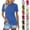 01# Blue, variant on Womens Cap Sleeve Polo Shirts Summer V Neck Collared Tops Casual Loose Fit Boxy Tees,Blue M