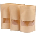 thumbnail image 1 of Katkitchen 100PCs Zip Lock Stand Up Kraft Paper Food Storage Bags Pouch with Window & Tear Notch, 7.9"x5.5" Food Saver Paper Party Gift Favor Wrap for Candy, Coffee Beans Nuts, 1 of 7