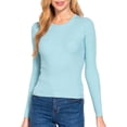 thumbnail image 5 of Made by Olivia Women's Solid Long Sleeve Crew Neck Fitted Ribbed Sweater Top, 5 of 7