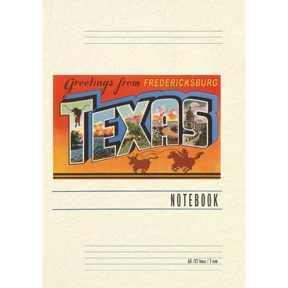 Vintage Lined Notebook Greetings from Fredricksburg, Texas, (Paperback)