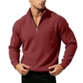 thumbnail image 6 of HomeDM Men's Quarter Zip Sweatshirts Corduroy Stand Collar Casual Pullover Tops Long Sleeve with Pockets, 6 of 9