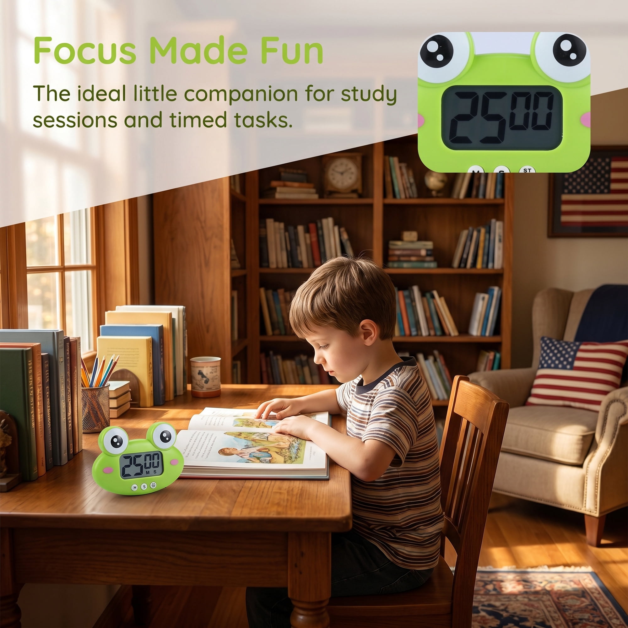 Unique Bargains Digital Kitchen Timer with Loud Alarm and Magnetic Backing Green Frog