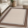 thumbnail image 6 of Beverly Rug Indoor Bordered Area Rugs, Non Slip Rubber Backing Modern Living Room Area Rug, Beige Brown, 5'x7', 6 of 10