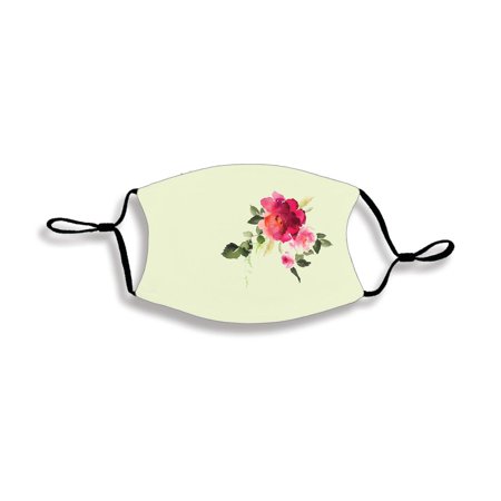 Beautiful Pink Rose Green One Size Fabric Fashion Face Covering Mask