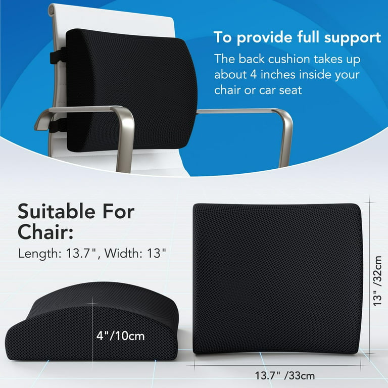 Qutool Memory Foam Coccyx Seat Cushion & Lumbar Support Pillow for Office  Chair, Car, Wheelchair Chair Cushion