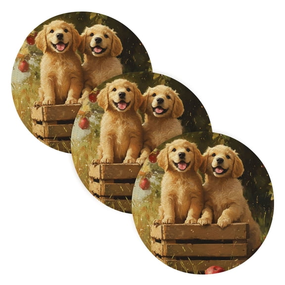 BZSMCE Mats for Pots,Pans Place Puppies Sitting on Pack Simple Style Pattern Pot Mats