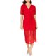 thumbnail image 1 of Vestido a media pierna con pliegues Leyden para mujer, rojo, XS, 1 of 2
