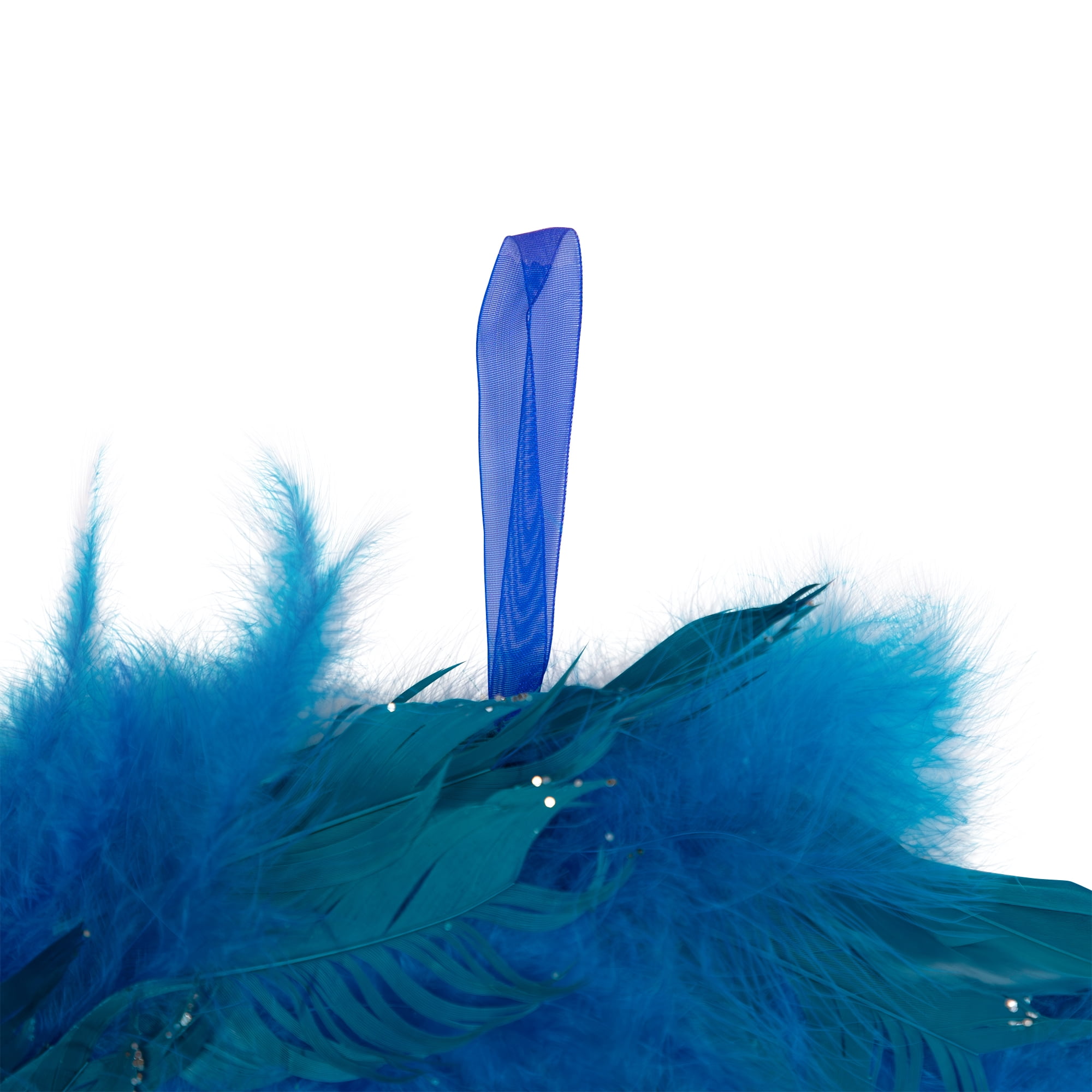 Northlight Two-Tone Feathers Glittered Christmas Wreath - 14.5" - Unlit - Turquoise