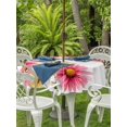 thumbnail image 3 of Outdoor Tablecloth with Umbrella Hole for Patio/Picnic/Party/Camping, Red Yellow Floral Waterproof Table Cloth Round Cover Washable, Summer Spring Flowers Garden Aesthetic (Dia 54"), 3 of 9