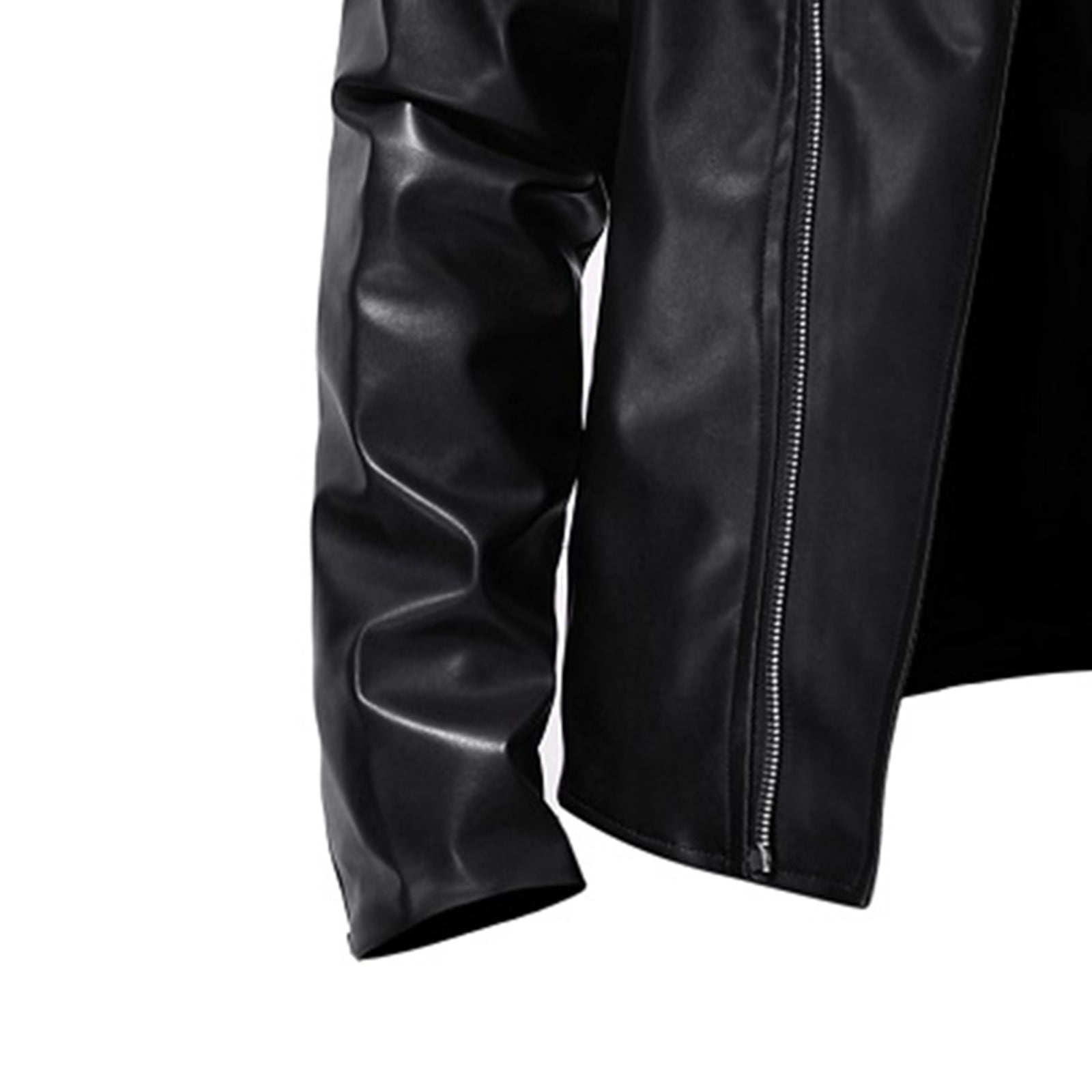 RYDCOT New Men's Tight Fitting Leather Jacket Lapel Collar Leather Jacket Motorcycle PU Jacket and Coat Black 18(XXXXXL)