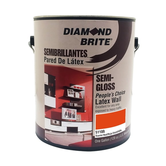 Diamond Brite Paint 51100 1-Gallon Bright and Rich Latex Paint Scarlet Red