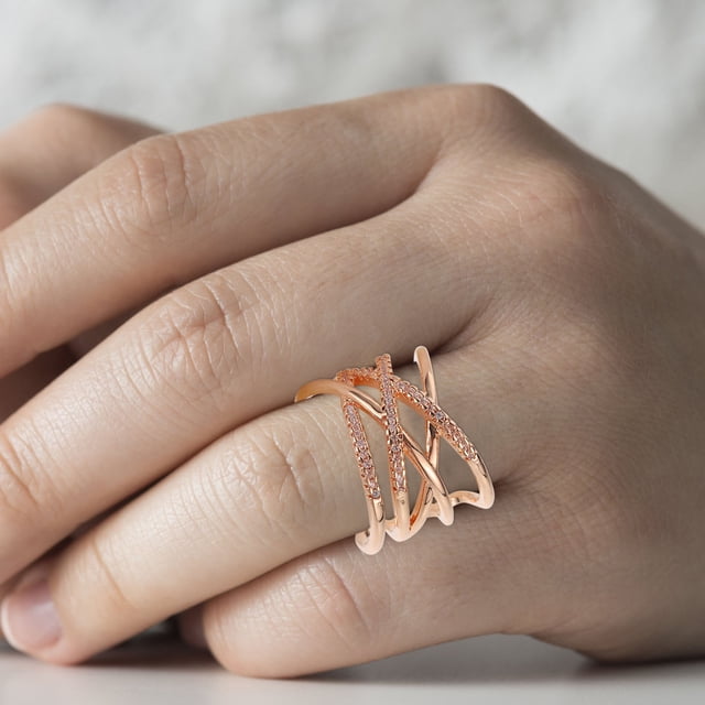 FUTUREORYY Anillo Dorado De Mujer Con Delicado Y Zirconia Para Fiestas Y Eventos Elegantes