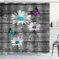 thumbnail image 2 of White Daisy Shower Curtain, Blooming Floral Teal Purple Butterfly Country Vintage Grey Wooden Board Barnwood Rustic Farmhouse Bathroom Decor, Waterproof Fabric Shower Curtain, 72 X 72 Inch, 2 of 5