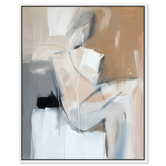 Slow Transitions Boho Elegant Abstract Canvas Wall Art by Art Remedy, White Floater Frame, 16"x20"