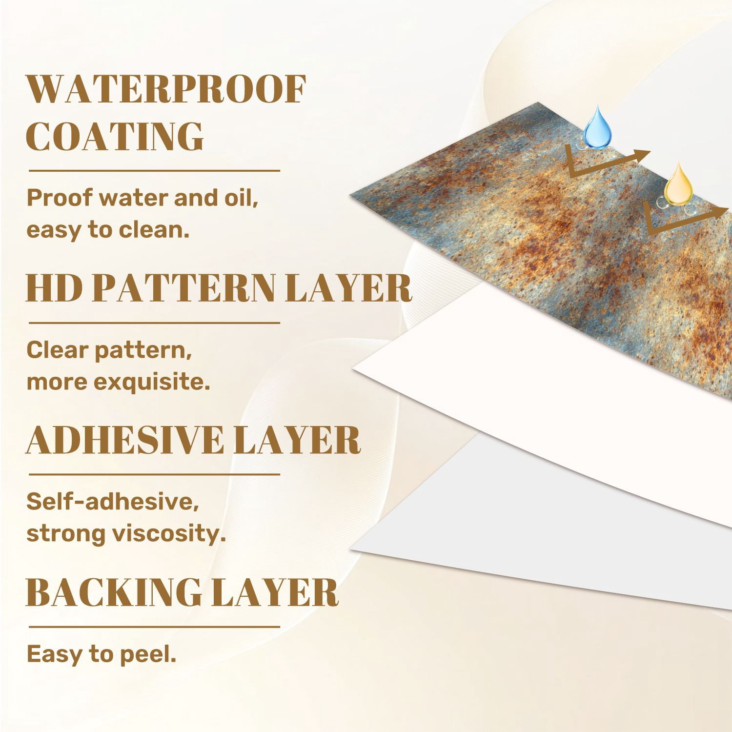 Vintage Peel and Stick Wallpaper Rusty Metal Texture Weathered Blue Orange Wall Mural 17.7in x 9.8ft Self Adhesive Removable Wall Paper Renter Friendly Wallpaper for Nursery Bedroom Cabinets