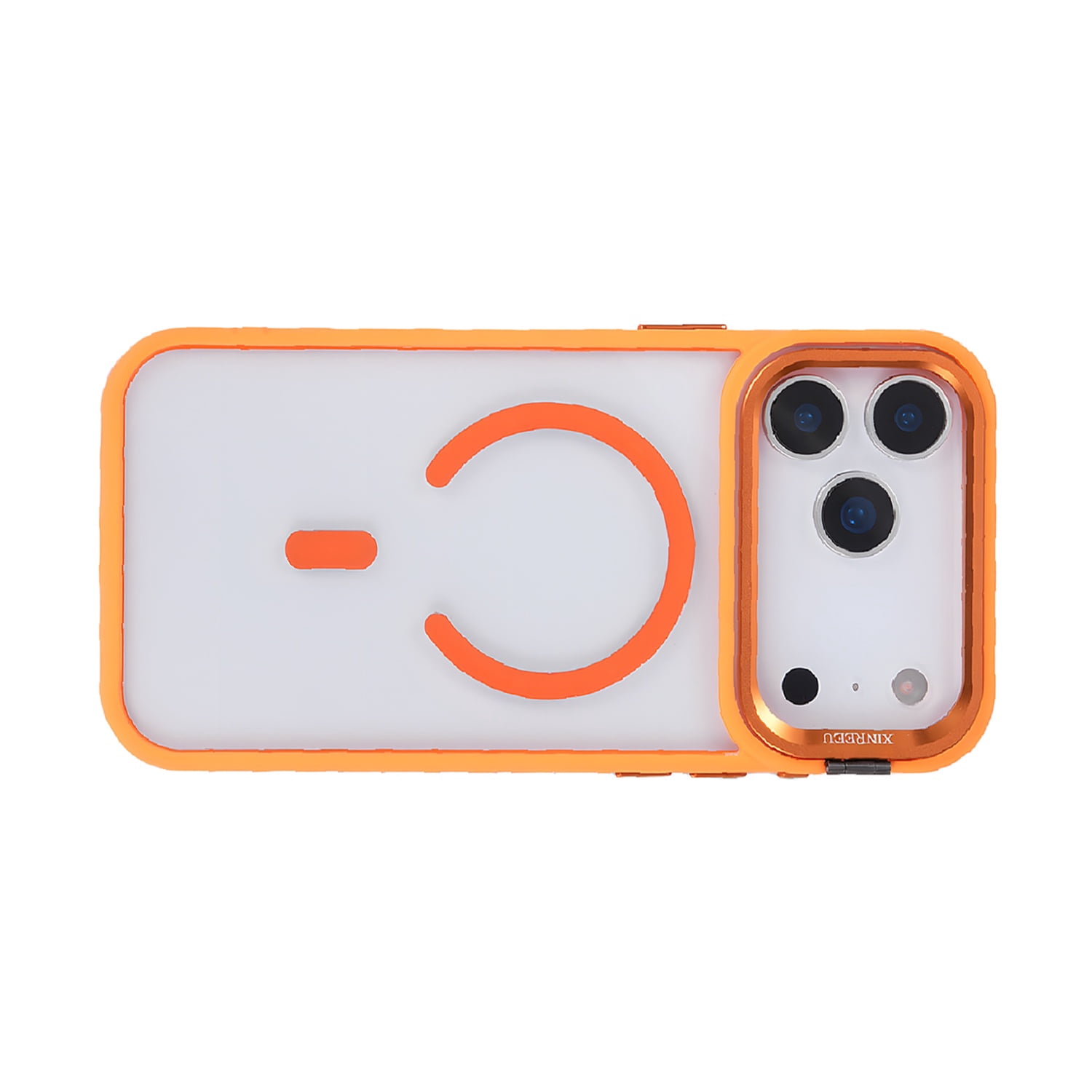 iPhone 17 Pro MagSafe Clear Case with Foldable Camera Stand - Orange