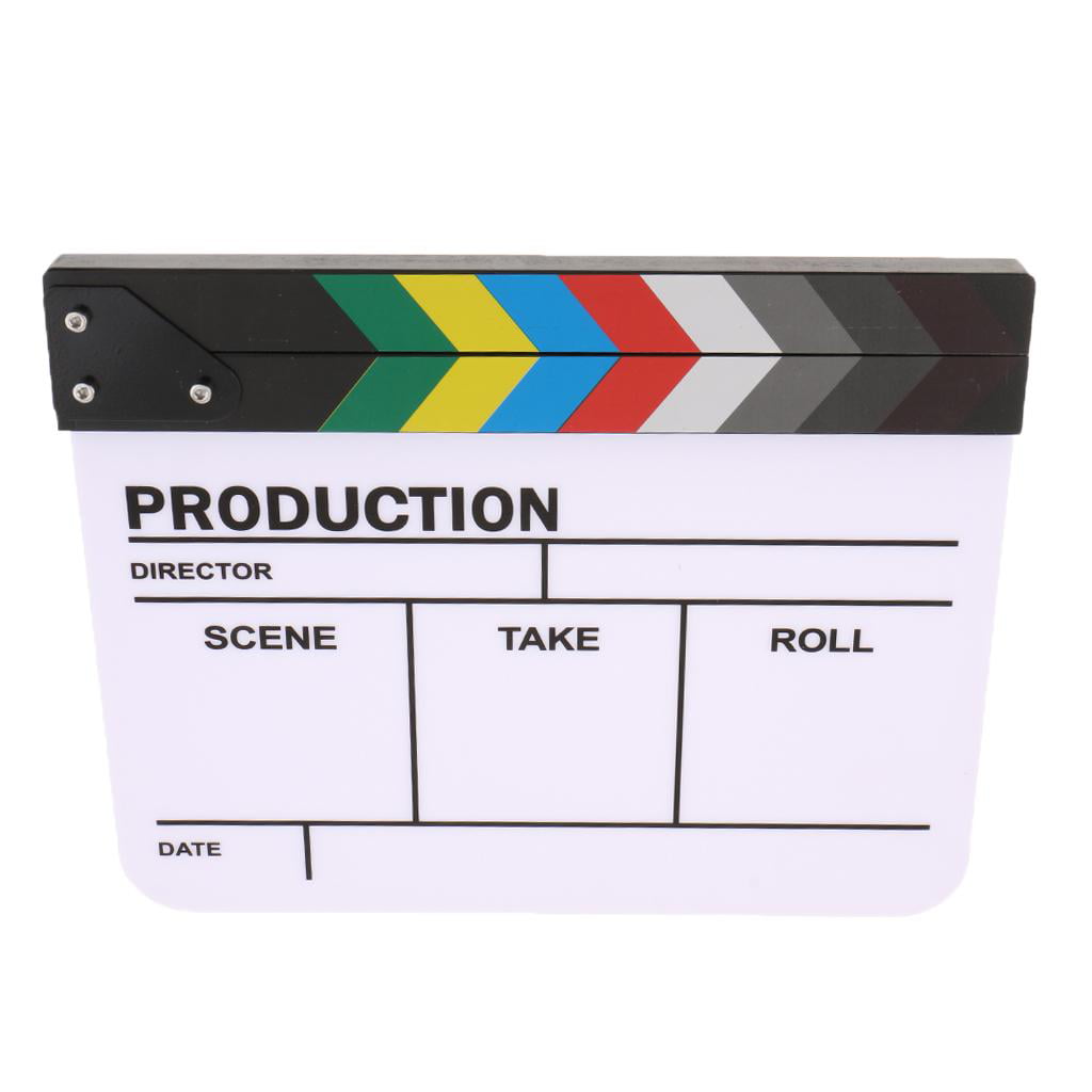 kesoto Acrylic Black/White Film Clapper Board Slate Professional Amateur TV Movie Maker 3mm Thickness White Color 
