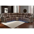 thumbnail image 6 of Hybition L-Shaped Faux Leather Sofa set, with LED Light Strips&Cup Holders, Recliners Couch-Color:Light Brown, 6 of 9