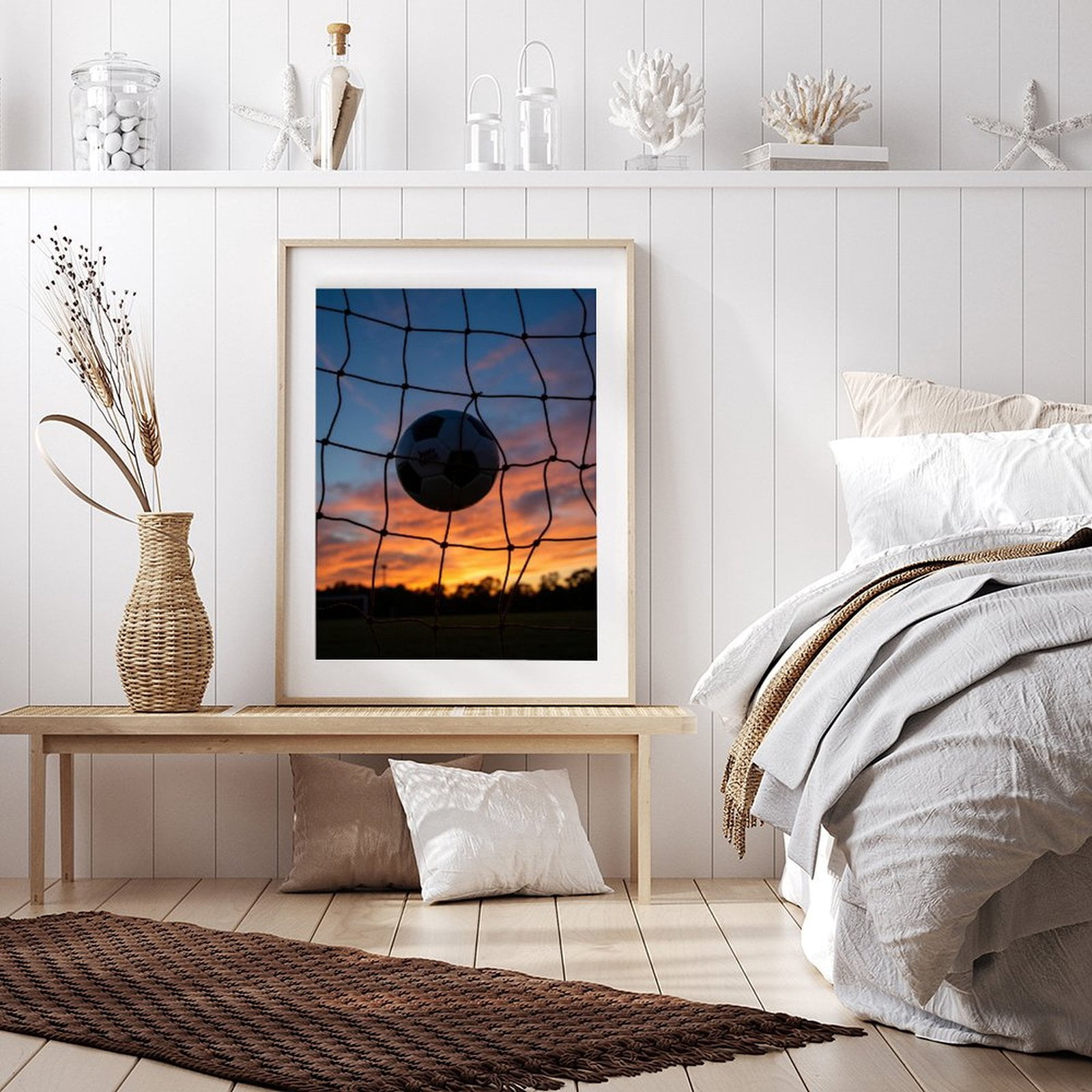 Diamond Art Kits for Adults - 5d Soccer Ball Sunset In Goal Net Diamond Painting for Adults, Diamond Art for Adults Beginners, Diamond Painting Kits for Adults for Home Wall Decor