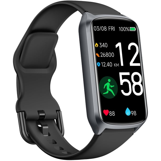 Health Fitness Tracker con frecuencia cardíaca 24/7, oxígeno sanguíneo, presión arterial, rastreador de sueño, rastreadores de actividad impermeables 5 ATM con rastreador de pasos, podómetro (bandas S