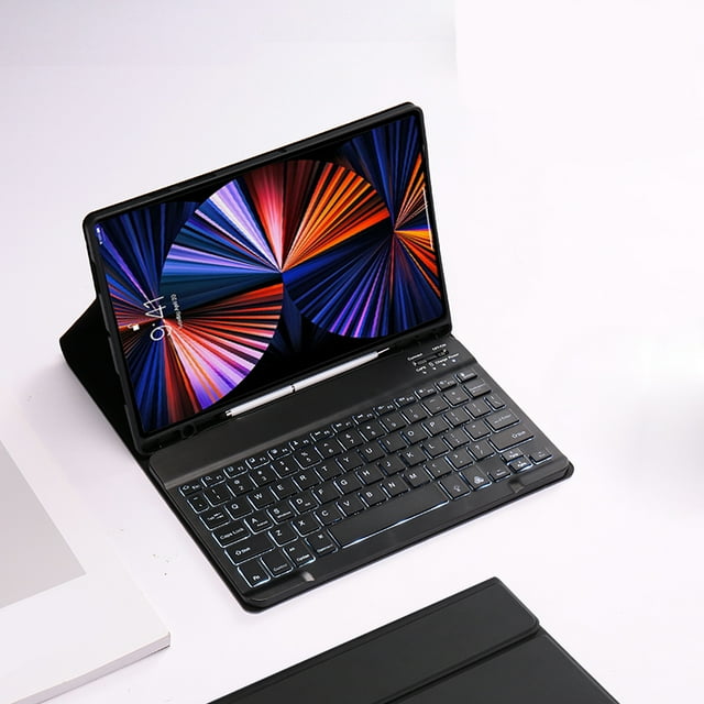 Étui Clavier pour Tablette Samsung Galaxy Tab A9 Plus 2023, Étui Clavier Sans Fil Rétroéclairé pour Galaxy Tab A9 Plus 11, Teclado Noir Allemand (QWERTY)