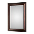thumbnail image 1 of Benzara BM205017 Rectangular Beaded Wooden Mirror with Groove Edge, Brown & Silver, 1 of 2