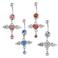thumbnail image 1 of nipocaio 4 Bijoux Percés avec des Ailes d'Ange de Diamant, Anneau Ombilical, Clou Ombilical, Bouton Ombilical, Bijoux de Danse du Ventre Créatif, Décoration Ombilicale, 1 of 5