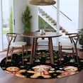 thumbnail image 3 of Round Area Rugs Collection 6 Ft, Gingerbread Christmas Non-Slip Residential Carpet, Xmas Balls Branches Black Indoor Crawling Mats Runner Rugs for Living Room/Dining Room/Bedroom, 3 of 8