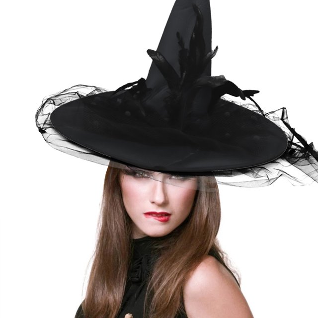 Sombrero de bruja Vintage para Halloween, velos de encaje, sombrero de bruja, accesorios de disfraz de Halloween, suministros de fiesta para adultos y niños