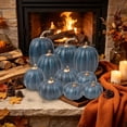 thumbnail image 2 of Fall Decor 10 PCS Speckled Navy Blue Foam Artificial Pumpkins Set Assorted Sizes Matte Pumpkin Ornaments Modern Autumn Harvest Thanksgiving Mantel Tiered Tray Home Decor, 2 of 6