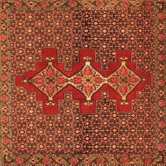 Ahgly Company Indoor Square Persian Orange Traditional Area Rugs, 5' Square
