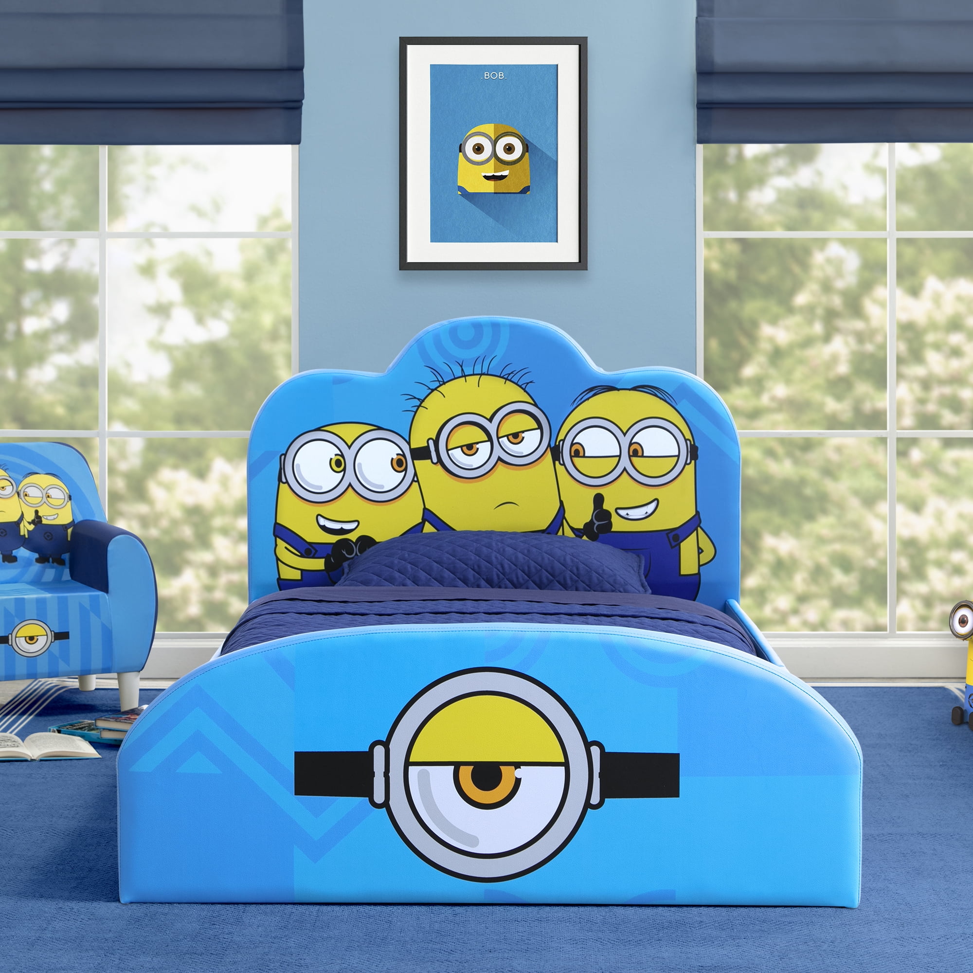 Minions Upholstered Twin Bed by Delta Children, Blue